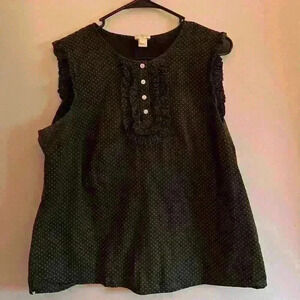 J.Crew B&W Polka Dot Sleeveless Lightweight Blouse With Buttons Women’s